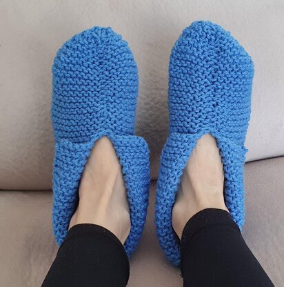 12ply garter stitch slippers with cuff - Starling