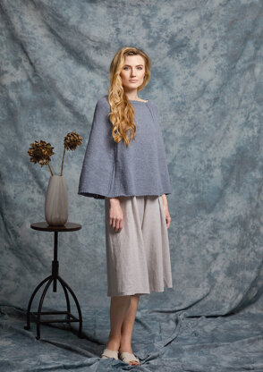 Eggplant Poncho in Rowan Denim Revive - ZB298-00010-FR - Downloadable PDF