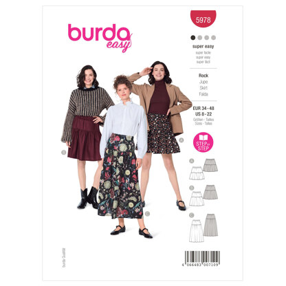 Burda Style Misses' Tiered Skirt with Elastic Waist B5978 - Sewing Pattern