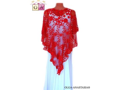 Red lace suit - top, skirt, peplum