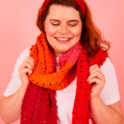 Paintbox Yarns Cheerful Cable Scarf (Free)