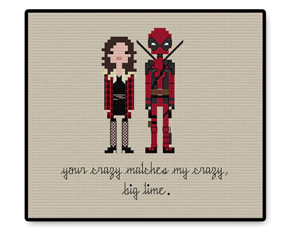 Deadpool and Vanessa In Love - PDF Cross Stitch Pattern