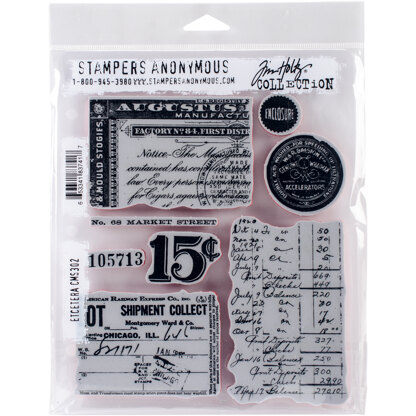 Stampers Anonymous Tim Holtz Cling Stamps 7"X8.5" - Etcetera