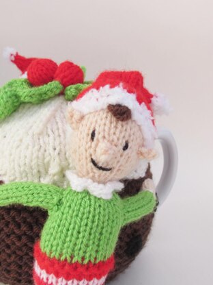 Elves and Christmas Pudding Tea Cosy