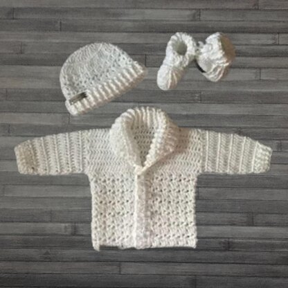 Corbin Newborn Cardigan Hat and Booties Set
