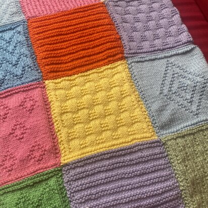 Knit and Purl Patchwork Blanket