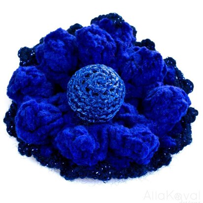 Royal Blue. Crocheted Flower Pins