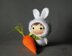 White Bunny Doll with carrot. Tanoshi series toy.