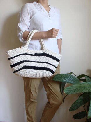 Striped Basket Bag