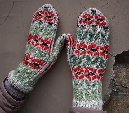 Poppies Mittens