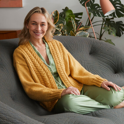 Cable Edge Jacket - Cardigan Knitting Pattern For Women in Debbie Bliss Cashmerino Chunky by Debbie Bliss