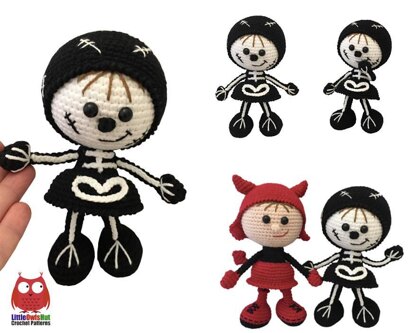 159 Doll in a Halloween Skeleton outfit