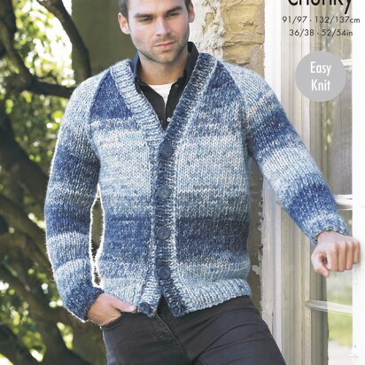 V Neck Sweater & Cardigan in King Cole Super Chunky - 4292 - Downloadable PDF