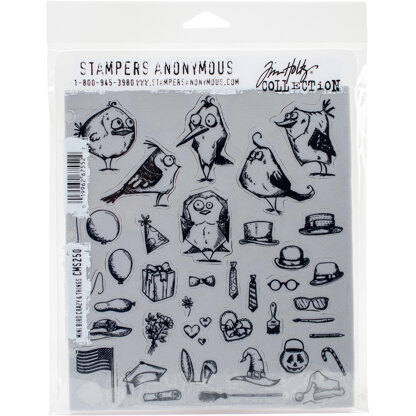 Stampers Anonymous Tim Holtz Cling Stamps 7"X8.5" - Mini Bird Crazy & Things