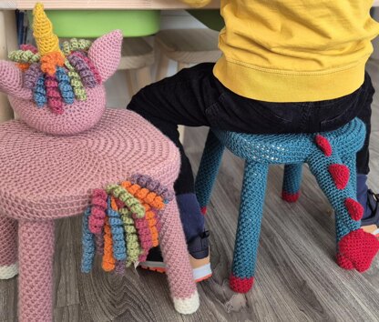 Unicorn and Dragon Crochet Chair Cover patterns amigurumi
