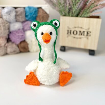 Cute stuffed goose in a beanie