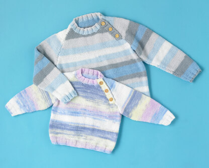 Poppet Jumper - Free Sweater Knitting Pattern For Babies in Paintbox Yarns Baby DK Prints by Paintbox Yarns