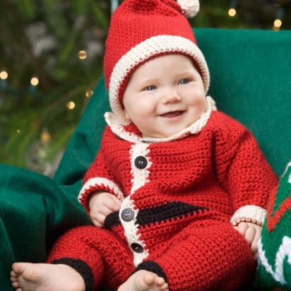 Infant Santa Suit & Hat in Red Heart Soft - LW2075