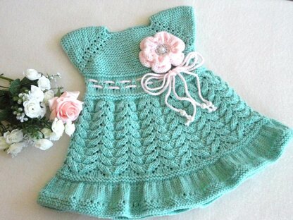 Knitting PATTERN Baby Dress Knitted Flower