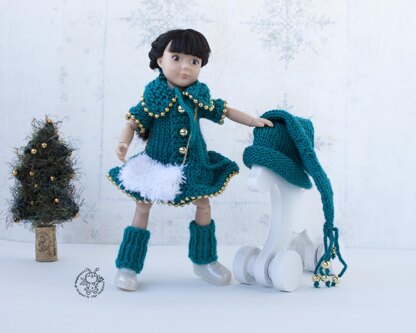 Knitted flat outfit Christmas Tree  for 8-9 inch dolls