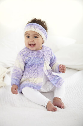 Babies Coat, Cardigan, Gilet & Headband P6167 in King Cole Cutie Pie DK - Leaflet