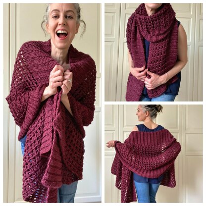 Easy Wrap Shawl Crochet Pattern: Wrapped In Red Wrap Shawl