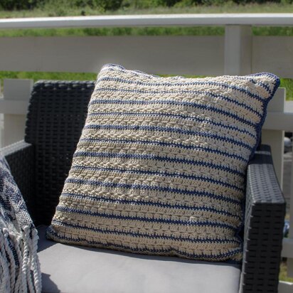 Waves and Stripes Crochet Pillow