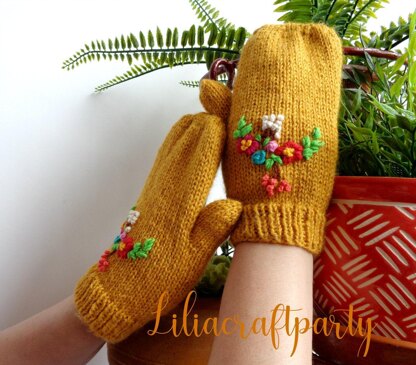 Floral Bouquet Mittens Gloves