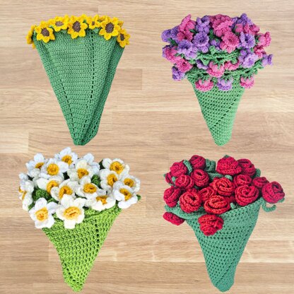 4 Pattern Bundle Flower Bouquet Blanket Crochet Patterns