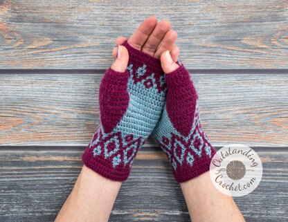 Star Leaf Mosaic Fingerless Gloves