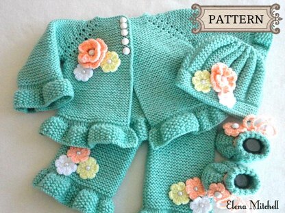 Knitting PATTERN Baby Cardigan Baby Pants Baby Hat and Shoes