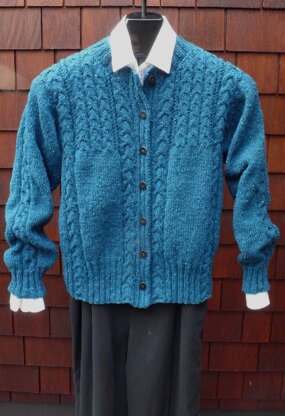 MS 206 Cabled Yoke Crew Cardigan