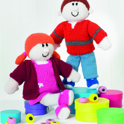 Boy Doll and Girl Doll in King Cole Big Value DK & King Cole Big Value Baby DK 50g - 9141 - Leaflet