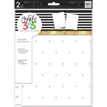 Happy Planner Medium Snap-In Hard Planner Cover 9.75"X7.75" - White W/Gold Dots