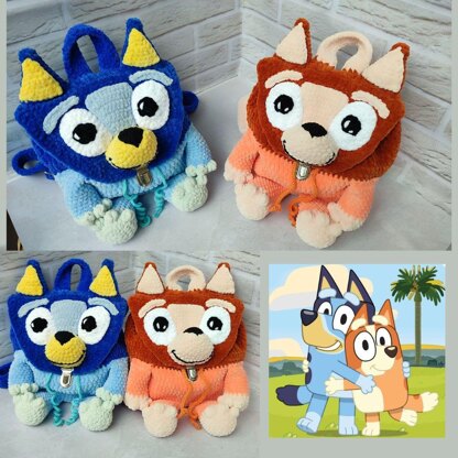 2 Bluey and Bingo backpack crochet pattern