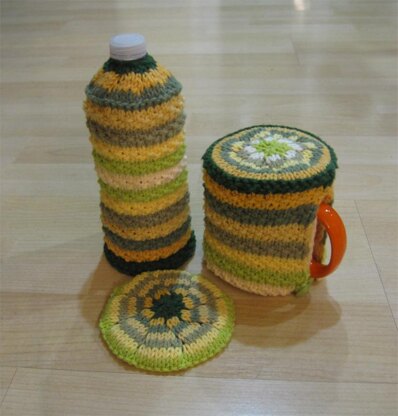 Striped Bottle Cozy, Mug Tea Cozy, Coaster
