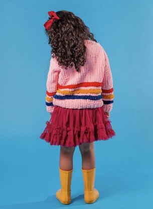 Super Striped Sweater & Cardigan - Free Jumper & Cardigan Knitting Pattern For Kids in Paintbox Yarns Chenille by Paintbox Yarns