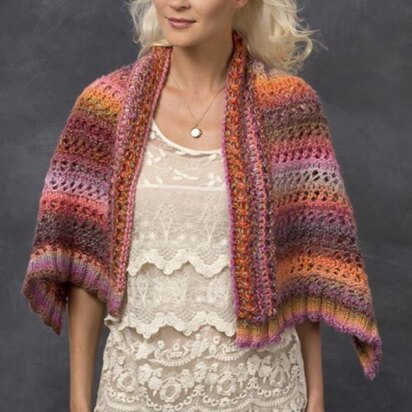 Sunset Wrap in Red Heart Boutique Treasure - LW3297 - knitting pattern