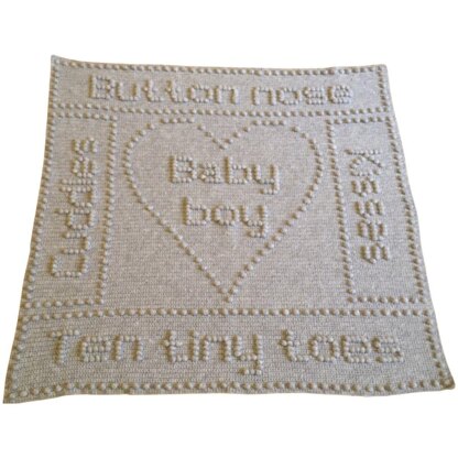 Button Nose Baby Boy and Baby Girl Blanket Crochet Pattern
