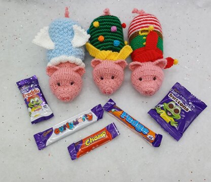 PDF Knitting Pattern DK Pigs in Blankets Christmas Decoration Gift Bag Toy Gift Charity knit EASY Christmas Eve Box Chocolate Selection Box