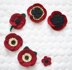 Crochet poppy. Flower brooch. Remembrance poppy