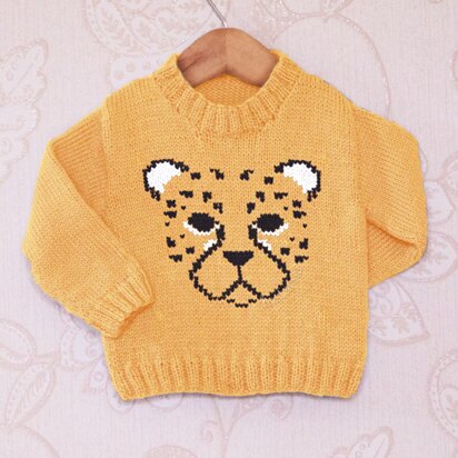 Intarsia - Cheetah Face Chart - Childrens Sweater