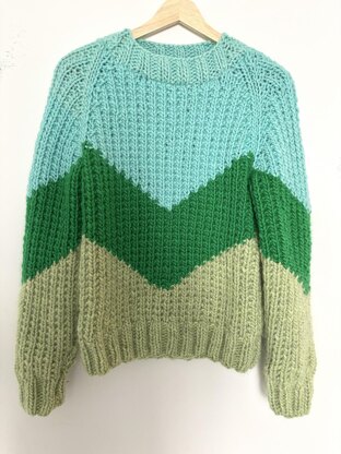 Chevron Raglan Pullover