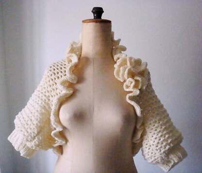 Crochet Bolero with Flower Brooch