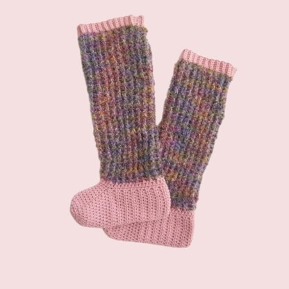 Crochet Womens Knee High Slippers