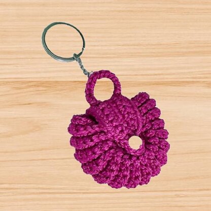 Blue crochet bag keychain