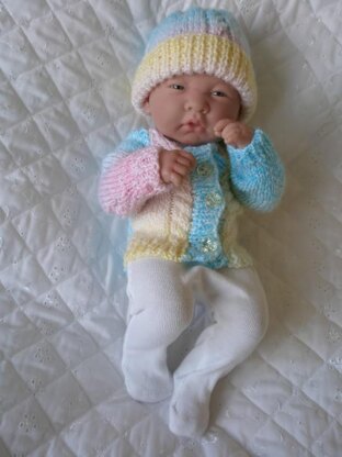 Dolls clothes Cable knitting pattern, Cardigan Hat and Boots 10&15 inch