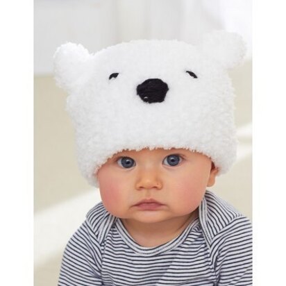 Li'l Polar Bear Hat in Bernat Pipsqueak and Caron Simply Soft