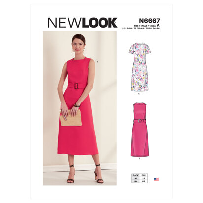 New Look N6667 Misses' Dress N6667 - Paper Pattern, Size A (8-10-12-14-16-18-20)