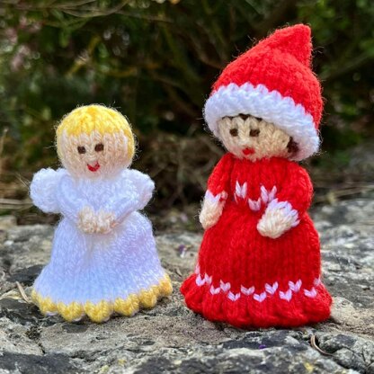 Miniature Christmas Elf and Angel Dolls Knitting Pattern - Toy Knitting Pattern